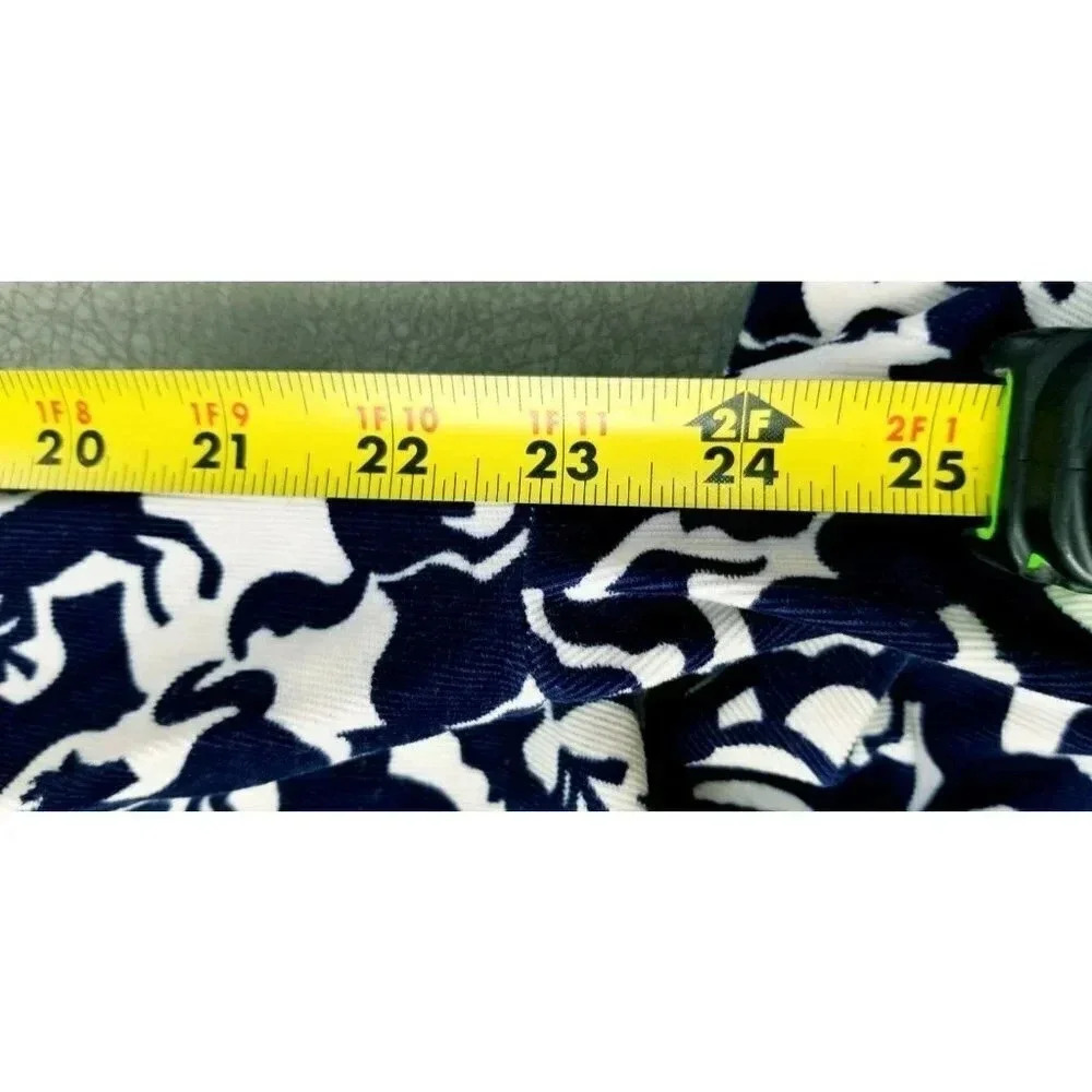 Lilyl Pulitzer Palm Beach Fit Size 2 Womens Navy White Horse Corduroy Crop Pants - Picture 5 of 13